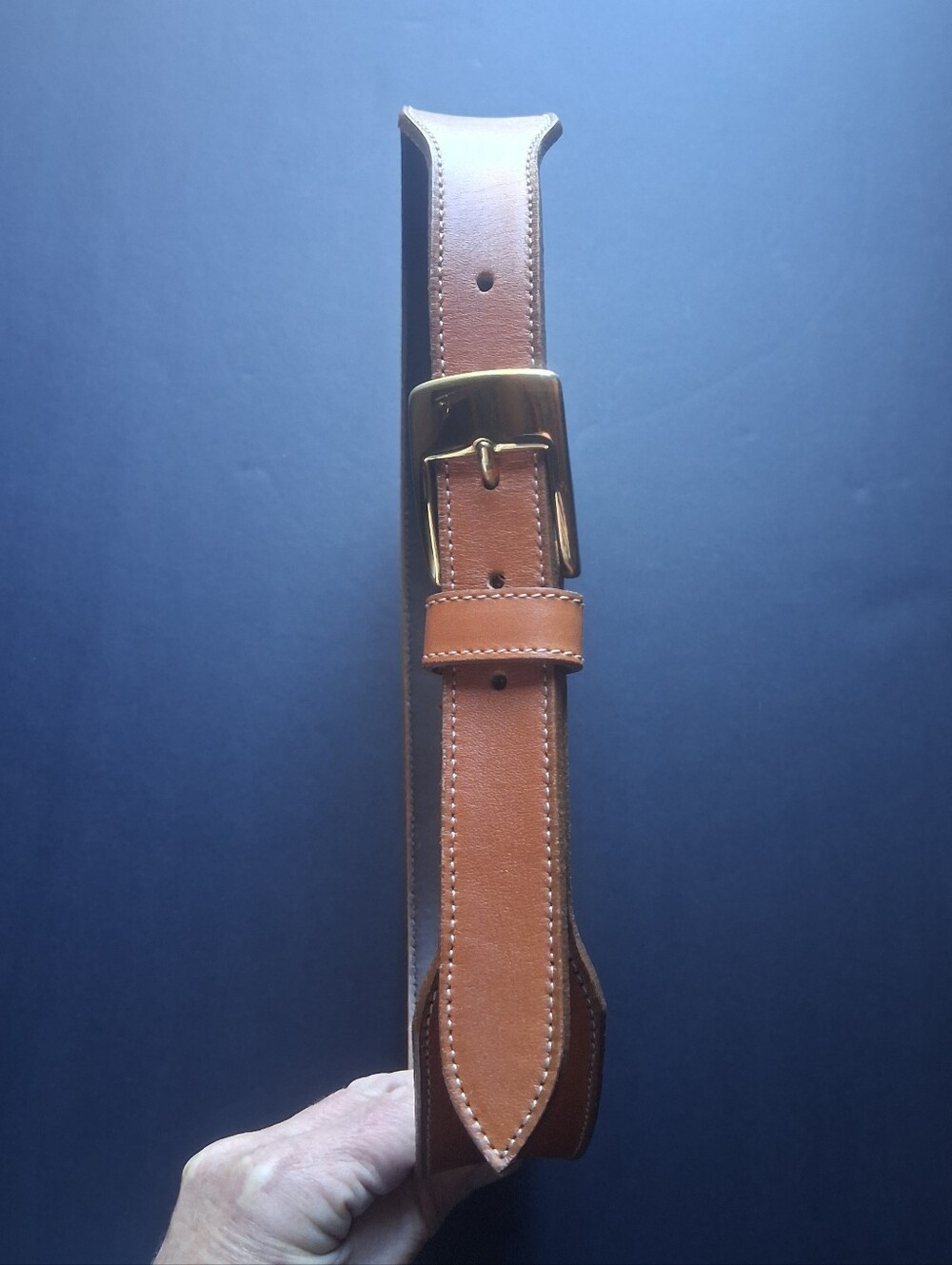 Vintage Eddie Bauer Aniline Glove Leather Belt Size M Tan Brass Mase In USA 3353